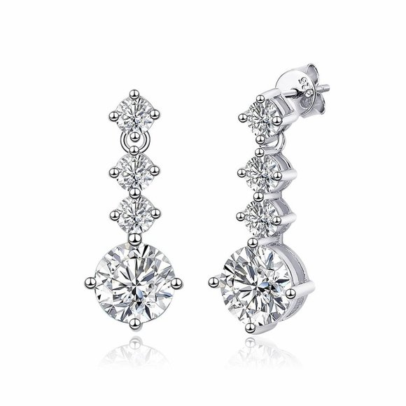 Certified 2.6ct. t.w. Moissanite Diamond Drop Earrings NEW - Picture 9 of 14